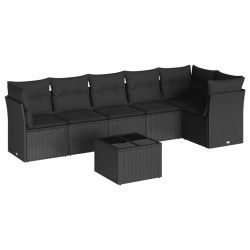 vidaXL Set Divani da Giardino con Cuscini 7pz Nero Polyrattan