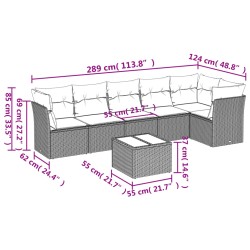 vidaXL Set Divani da Giardino con Cuscini 7pz Nero Polyrattan