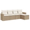 vidaXL Set Divano da Giardino 5 pz con Cuscini Beige in Polyrattan