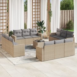 vidaXL Set Divano da Giardino 13 pz con Cuscini Beige in Polyrattan