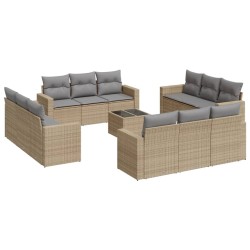 vidaXL Set Divano da Giardino 13 pz con Cuscini Beige in Polyrattan