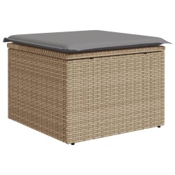 vidaXL Sgabello Giardino con Cuscino Beige 55x55x37 cm in Polyrattan