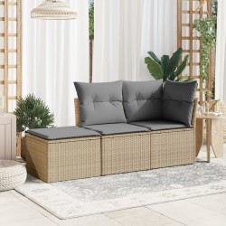 vidaXL Sgabello Giardino con Cuscino Beige 55x55x37 cm in Polyrattan