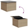 vidaXL Sgabello Giardino con Cuscino Beige 55x55x37 cm in Polyrattan