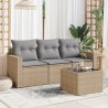 vidaXL Set Divano da Giardino 4 pz con Cuscini Beige in Polyrattan