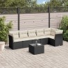 vidaXL Set Divani da Giardino con Cuscini 7pz Nero Polyrattan