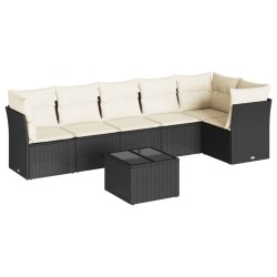 vidaXL Set Divani da Giardino con Cuscini 7pz Nero Polyrattan