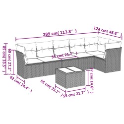 vidaXL Set Divani da Giardino con Cuscini 7pz Nero Polyrattan