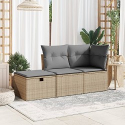 vidaXL Sgabello Giardino con Cuscino Beige 55x55x37 cm in Polyrattan