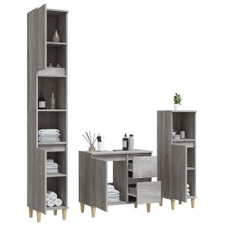    Set Mobili da Bagno 3 pz Grigio Sonoma in Legno ingegnerizzato