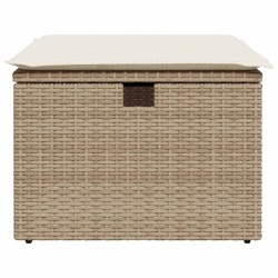 vidaXL Sgabello Giardino con Cuscino Beige 55x55x37 cm in Polyrattan