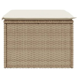 vidaXL Sgabello Giardino con Cuscino Beige 55x55x37 cm in Polyrattan