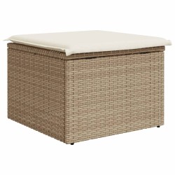 vidaXL Sgabello Giardino con Cuscino Beige 55x55x37 cm in Polyrattan