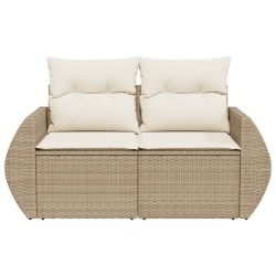 vidaXL Divano da Giardino con Cuscini a 2 Posti Beige in Polyrattan