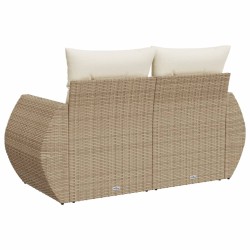 vidaXL Divano da Giardino con Cuscini a 2 Posti Beige in Polyrattan