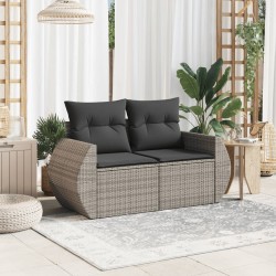 vidaXL Divano da Giardino con Cuscini 2 Posti Grigio in Polyrattan