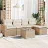 vidaXL Set Divano da Giardino 6 pz con Cuscini Beige in Polyrattan