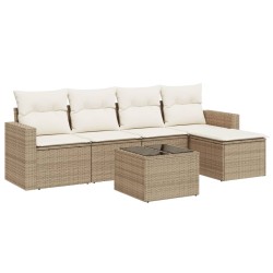 vidaXL Set Divano da Giardino 6 pz con Cuscini Beige in Polyrattan