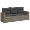 vidaXL Set Divani da Giardino 3 pz con Cuscini Grigio in Polyrattan