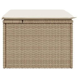 vidaXL Sgabello Giardino con Cuscino Beige 55x55x37 cm in Polyrattan