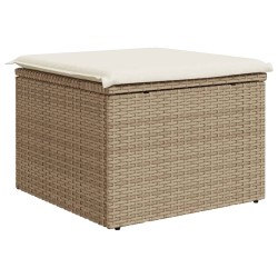 vidaXL Sgabello Giardino con Cuscino Beige 55x55x37 cm in Polyrattan