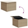 vidaXL Sgabello Giardino con Cuscino Beige 55x55x37 cm in Polyrattan