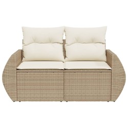 vidaXL Divano da Giardino con Cuscini a 2 Posti Beige in Polyrattan