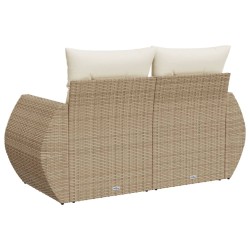 vidaXL Divano da Giardino con Cuscini a 2 Posti Beige in Polyrattan