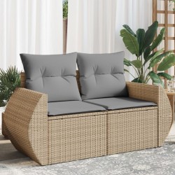 vidaXL Divano da Giardino con Cuscini a 2 Posti Beige in Polyrattan