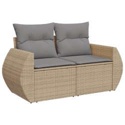 vidaXL Divano da Giardino con Cuscini a 2 Posti Beige in Polyrattan