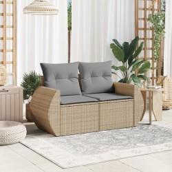 vidaXL Divano da Giardino con Cuscini a 2 Posti Beige in Polyrattan