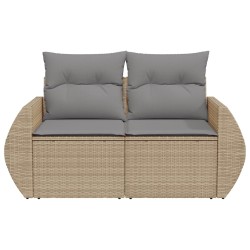 vidaXL Divano da Giardino con Cuscini a 2 Posti Beige in Polyrattan