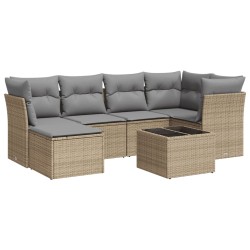 vidaXL Set Divani da Giardino 7 pz con Cuscini Beige in Polyrattan