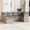 vidaXL Set Divano da Giardino 6 pz con Cuscini Beige in Polyrattan