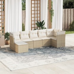 vidaXL Set Divani da Giardino 7 pz con Cuscini Beige in Polyrattan