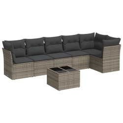 vidaXL Set Divani da Giardino 7 pz con Cuscini Grigio in Polyrattan