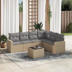 vidaXL Set Divani da Giardino 7 pz con Cuscini Beige in Polyrattan