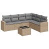 vidaXL Set Divani da Giardino 7 pz con Cuscini Beige in Polyrattan