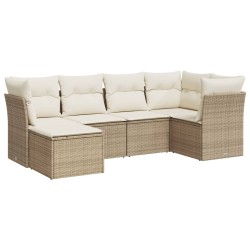 vidaXL Set Divano da Giardino 6 pz con Cuscini Beige in Polyrattan