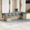 vidaXL Set Divani da Giardino 7 pz con Cuscini Beige in Polyrattan