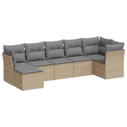 vidaXL Set Divani da Giardino 7 pz con Cuscini Beige in Polyrattan