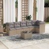 vidaXL Set Divani da Giardino 7 pz con Cuscini Beige in Polyrattan