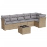 vidaXL Set Divani da Giardino 7 pz con Cuscini Beige in Polyrattan