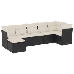 vidaXL Set Divani da Giardino con Cuscini 7pz Nero Polyrattan