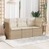 vidaXL Set Divano da Giardino 3 pz con Cuscini Beige in Polyrattan