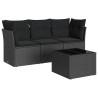 vidaXL Set Divani da Giardino 4 pz con Cuscini Nero in Polyrattan