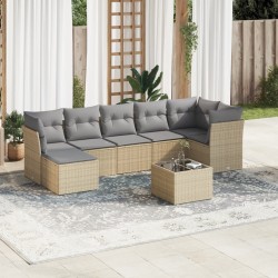 vidaXL Set Divano da Giardino 8 pz con Cuscini Beige in Polyrattan