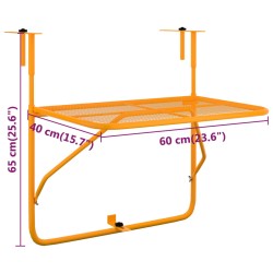 vidaXL Tavolo da Balcone Giallo 60x40 cm in Acciaio