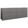 vidaXL Copribidone Quadruplo Spazzatura Antracite 305x78x120 cm Rattan