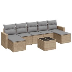 vidaXL Set Divano da Giardino 8 pz con Cuscini Beige in Polyrattan